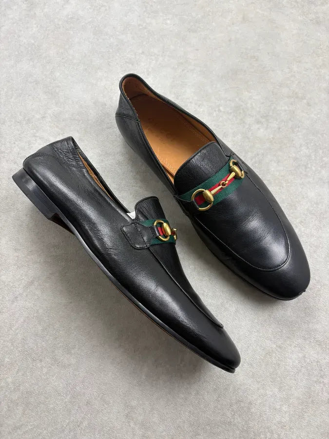 Gucci Black Horsebit Jordaan Leather Loafers oigGgdH 4