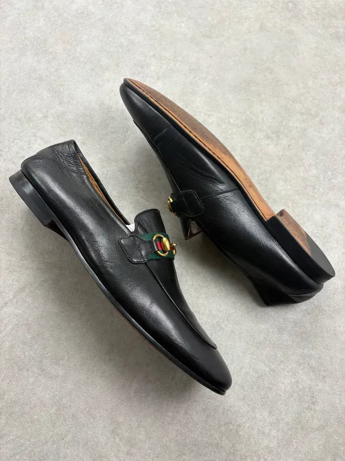 Gucci Black Horsebit Jordaan Leather Loafers oigGgdH 5