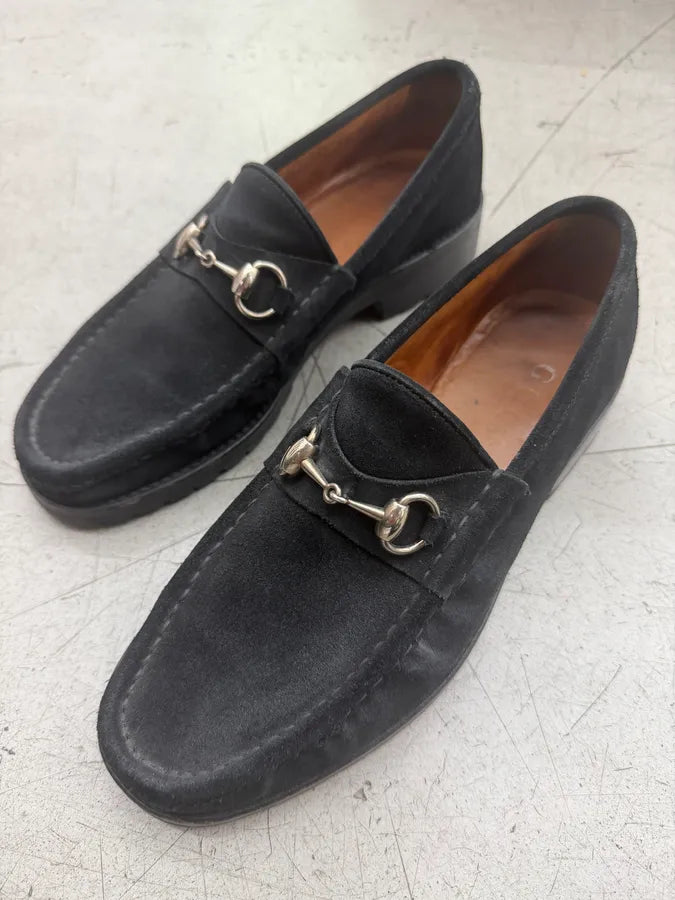 Gucci Black Horsebit Suede Leather Loafer Shoes xjXiUaV 1