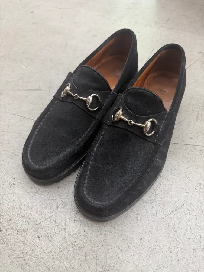 Gucci Black Horsebit Suede Leather Loafer Shoes xjXiUaV 4