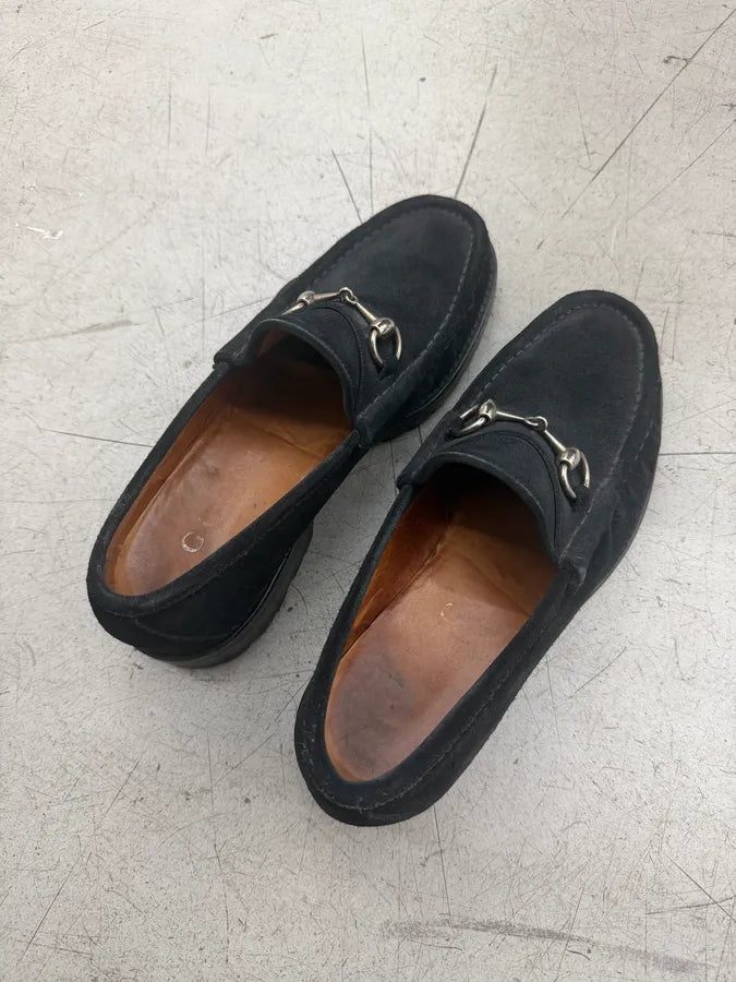 Gucci Black Horsebit Suede Leather Loafer Shoes xjXiUaV 5