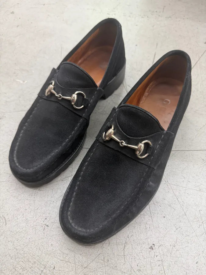 Gucci Black Horsebit Suede Leather Loafer Shoes xjXiUaV 7