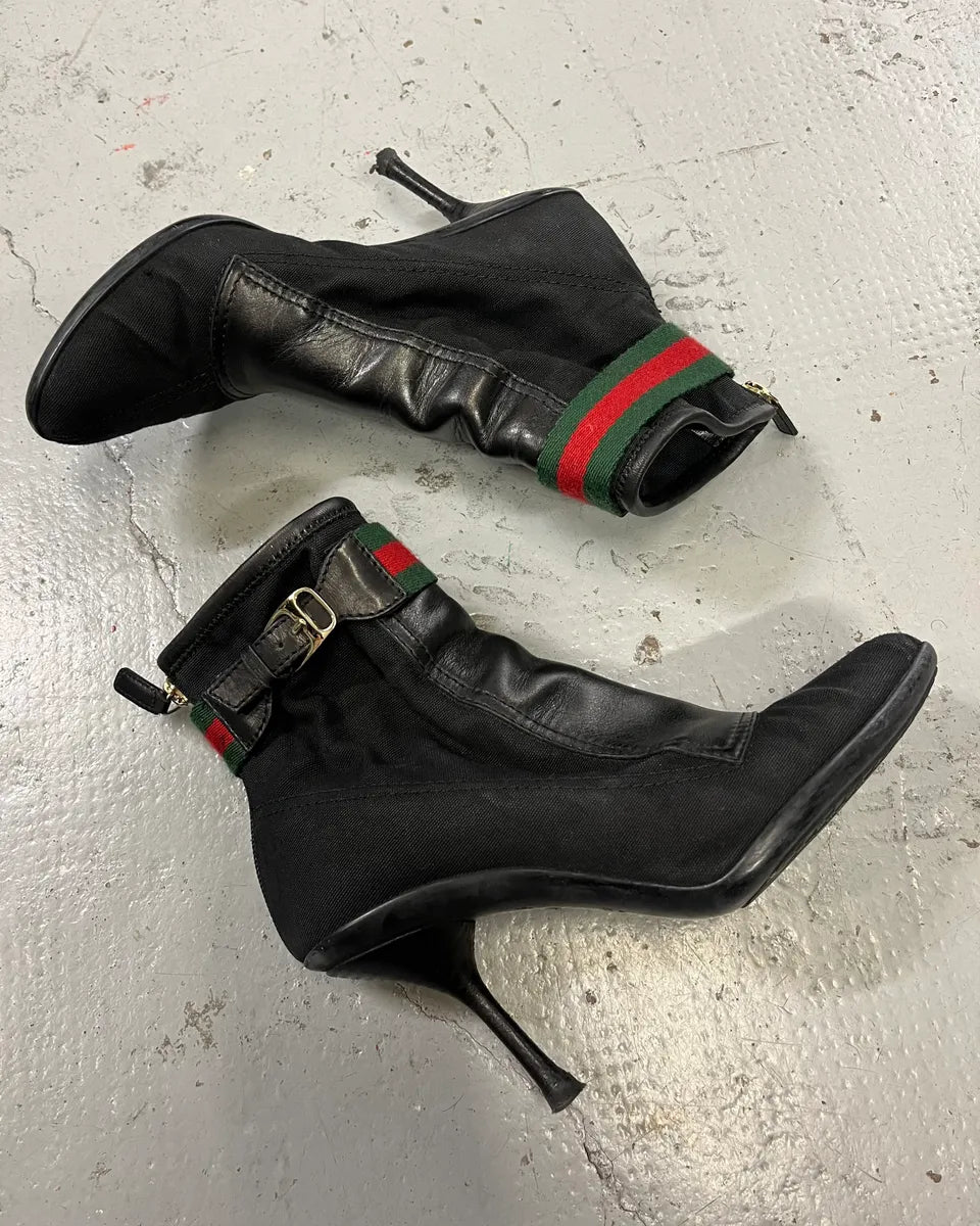 Gucci Black Hybrid Leather Heels adjujDj 3