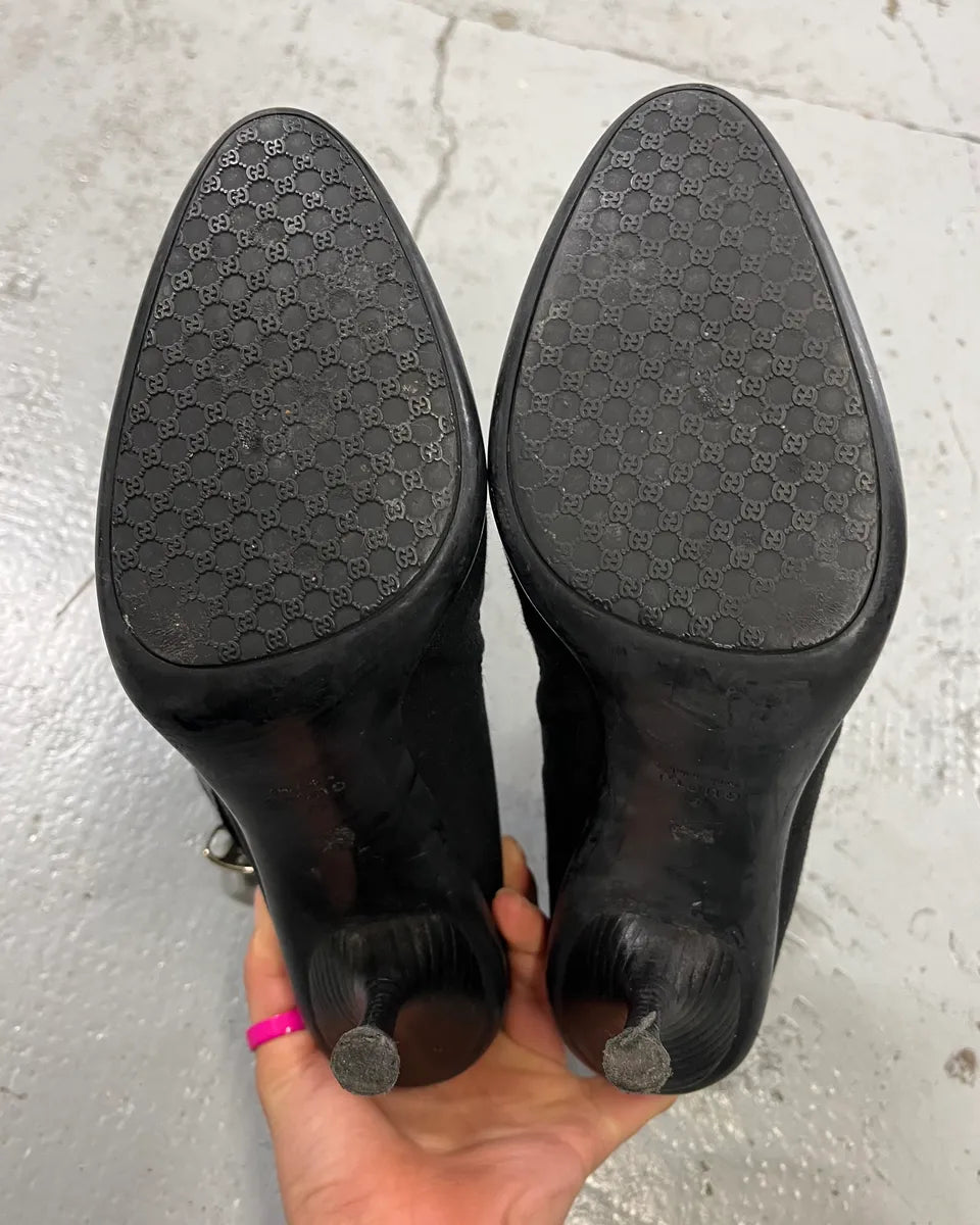 Gucci Black Hybrid Leather Heels adjujDj 7
