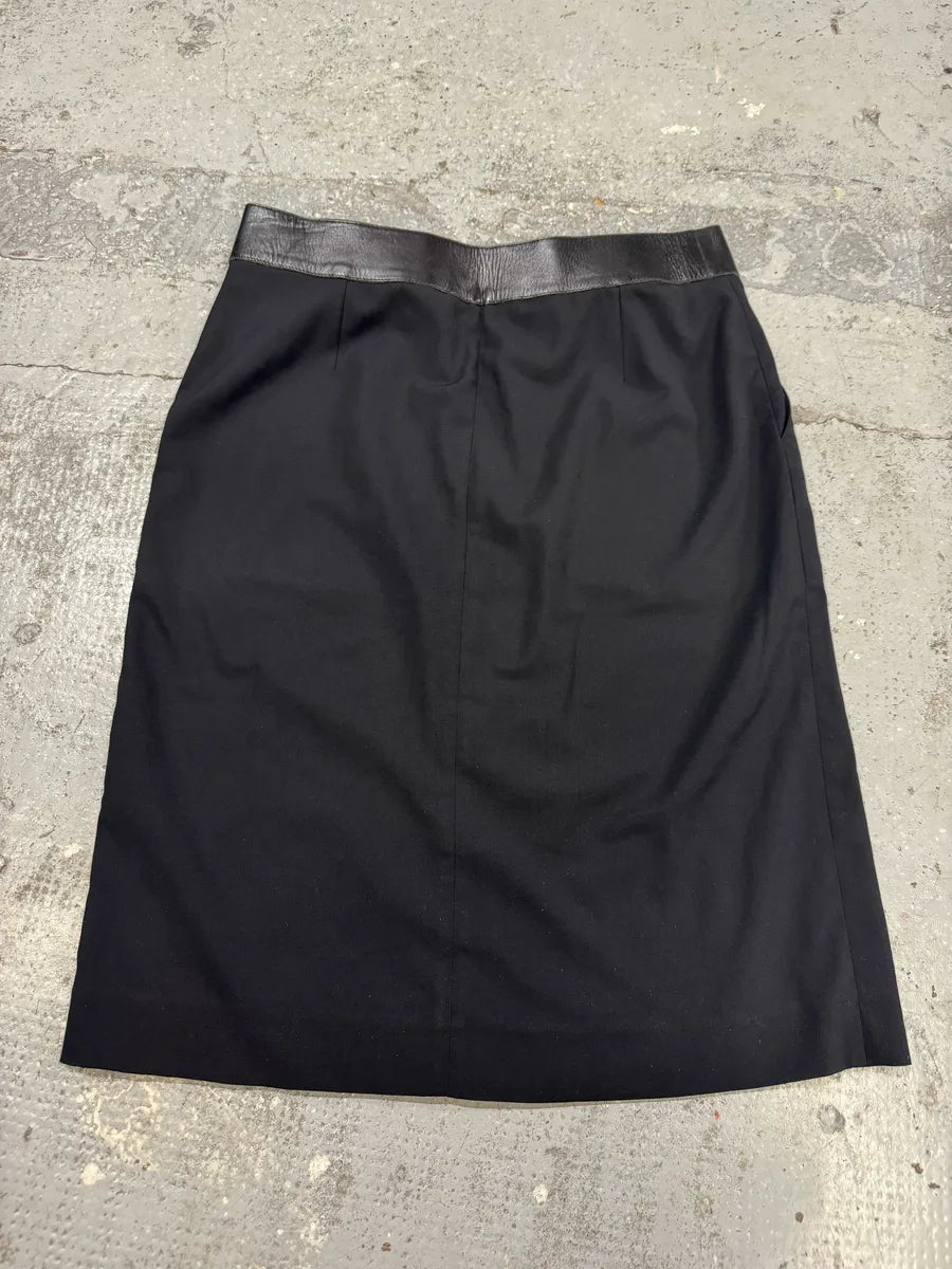Gucci Black Italian Leather Waisted Elegant Skirt okgvUyb 1