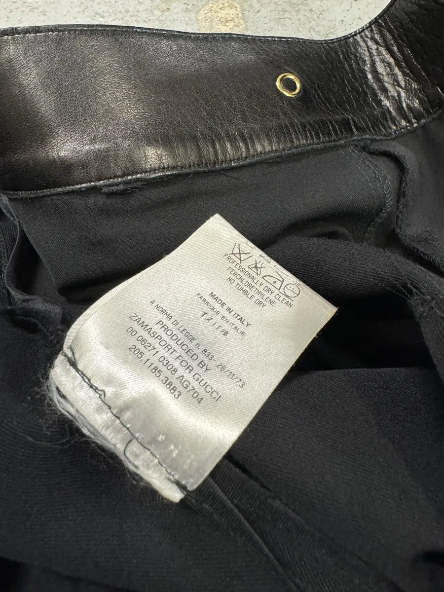 Gucci Black Italian Leather Waisted Elegant Skirt okgvUyb 3