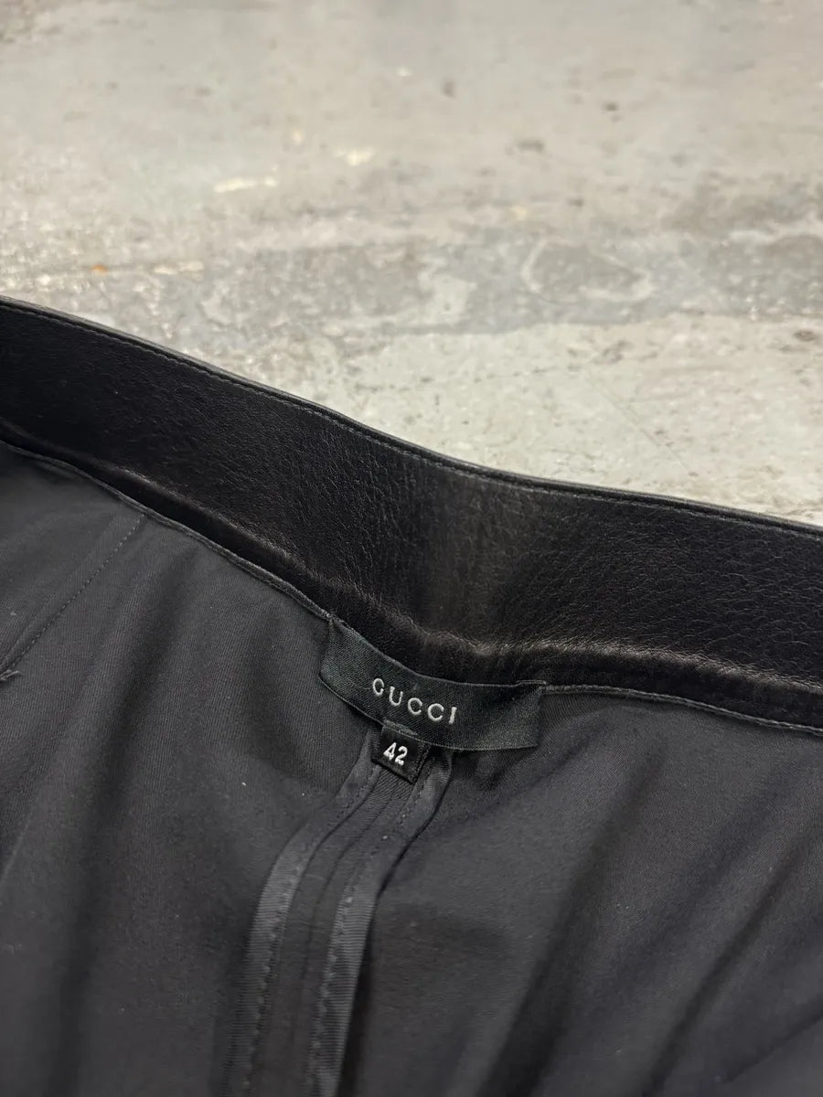 Gucci Black Italian Leather Waisted Elegant Skirt okgvUyb 5