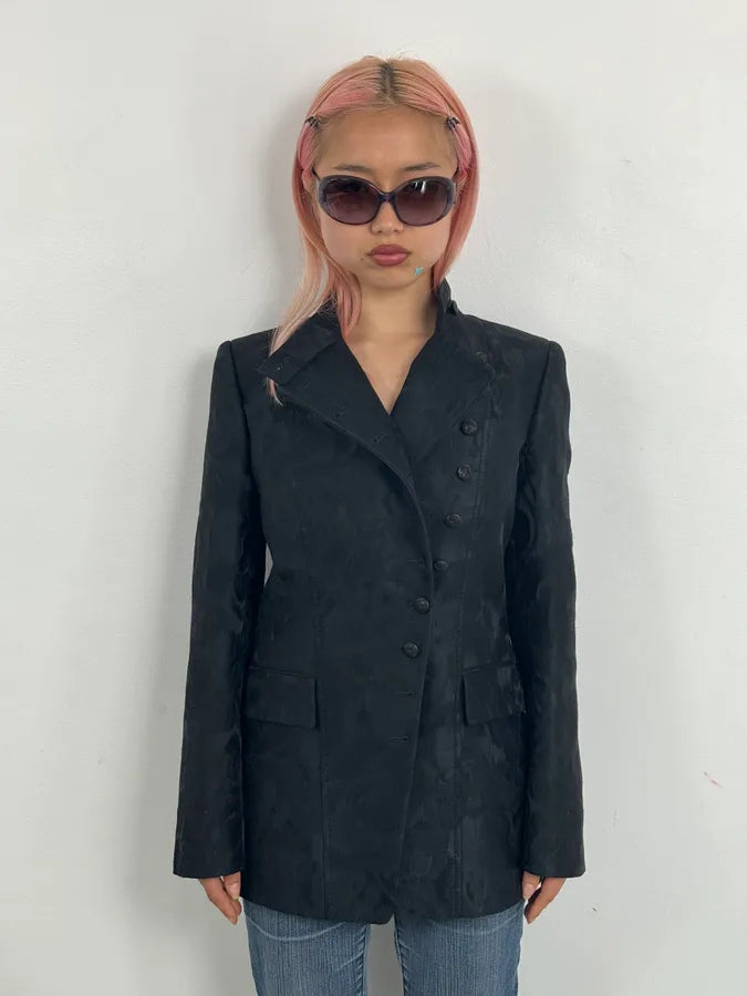 FW2012 Gucci Black Jacquard Asymmetric Blazer by Frida Giannini AZBjUpB 3