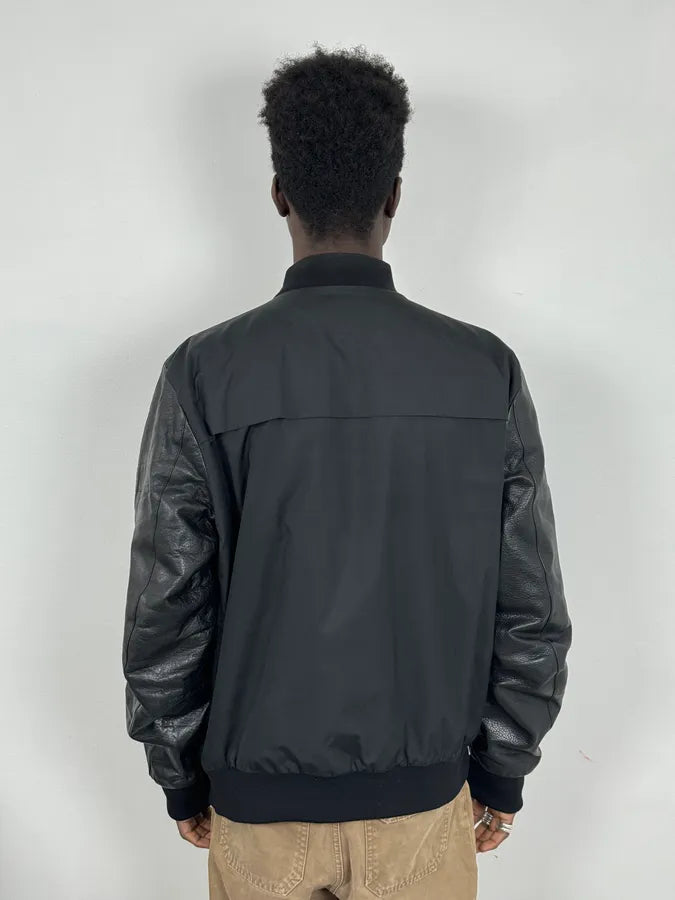 Gucci Black Leather & Nylon Bomber Jacket zShpmJF 2