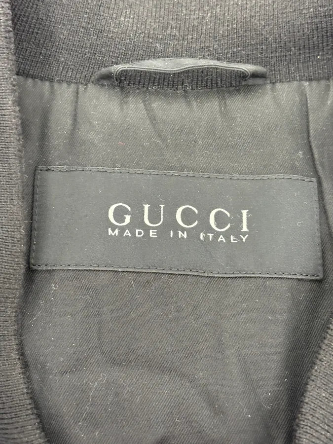 Gucci Black Leather & Nylon Bomber Jacket zShpmJF 9