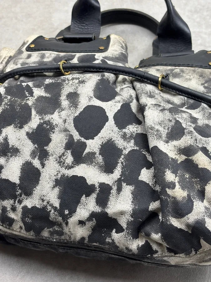 SS2013 Gucci Black Leather & Canvas Animal Print Handle Bag SxVQJHA 10