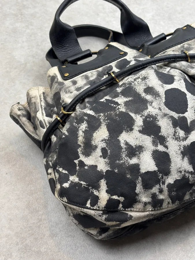 SS2013 Gucci Black Leather & Canvas Animal Print Handle Bag SxVQJHA 11