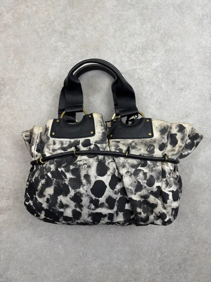 SS2013 Gucci Black Leather & Canvas Animal Print Handle Bag SxVQJHA 8