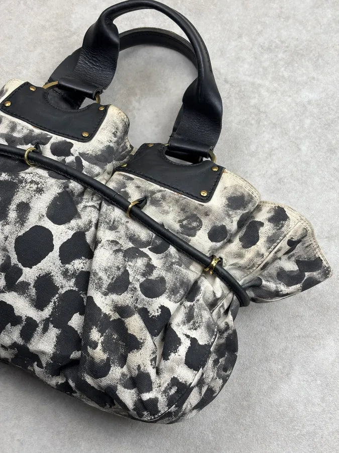 SS2013 Gucci Black Leather & Canvas Animal Print Handle Bag SxVQJHA 9