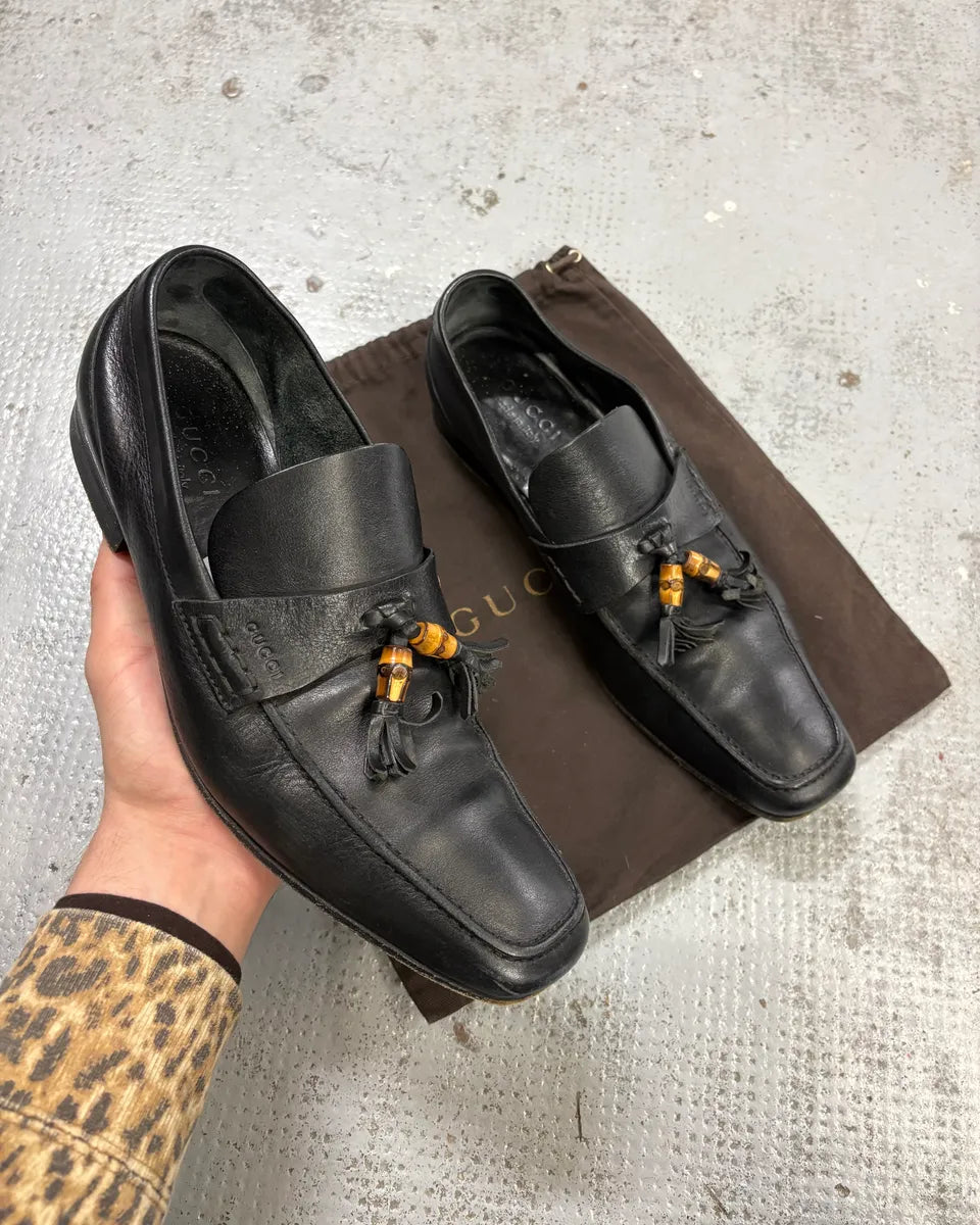 Gucci Black Leather Bamboo Loafers BagxKzn 0