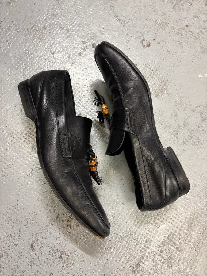 Gucci Black Leather Bamboo Loafers BagxKzn 5