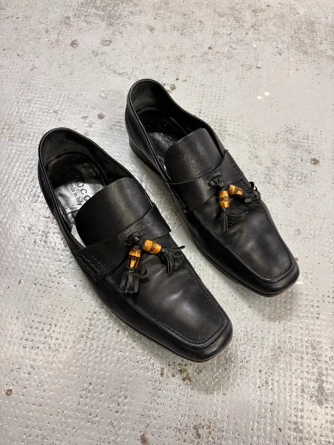 Gucci Black Leather Bamboo Loafers BagxKzn 3