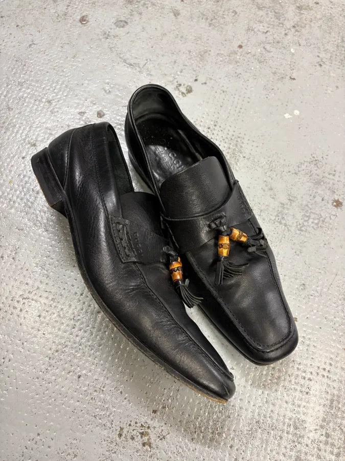 Gucci Black Leather Bamboo Loafers BagxKzn 4