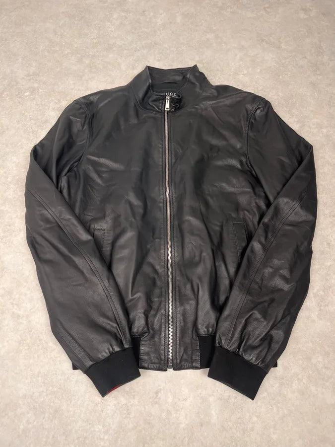 2000s Gucci Black Leather Biker Jacket by Tom Ford FcUJyIt 3