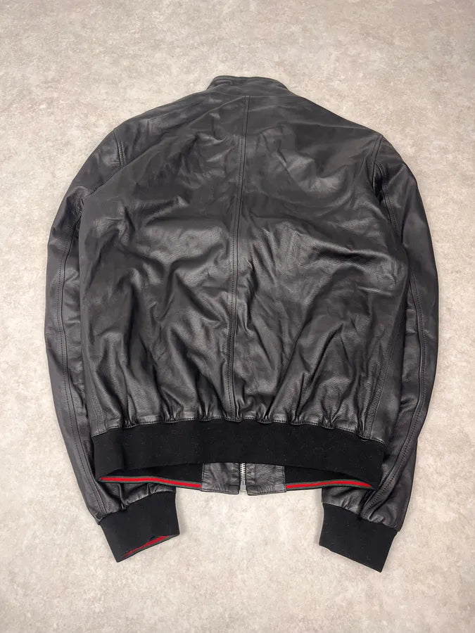 2000s Gucci Black Leather Biker Jacket by Tom Ford FcUJyIt 7