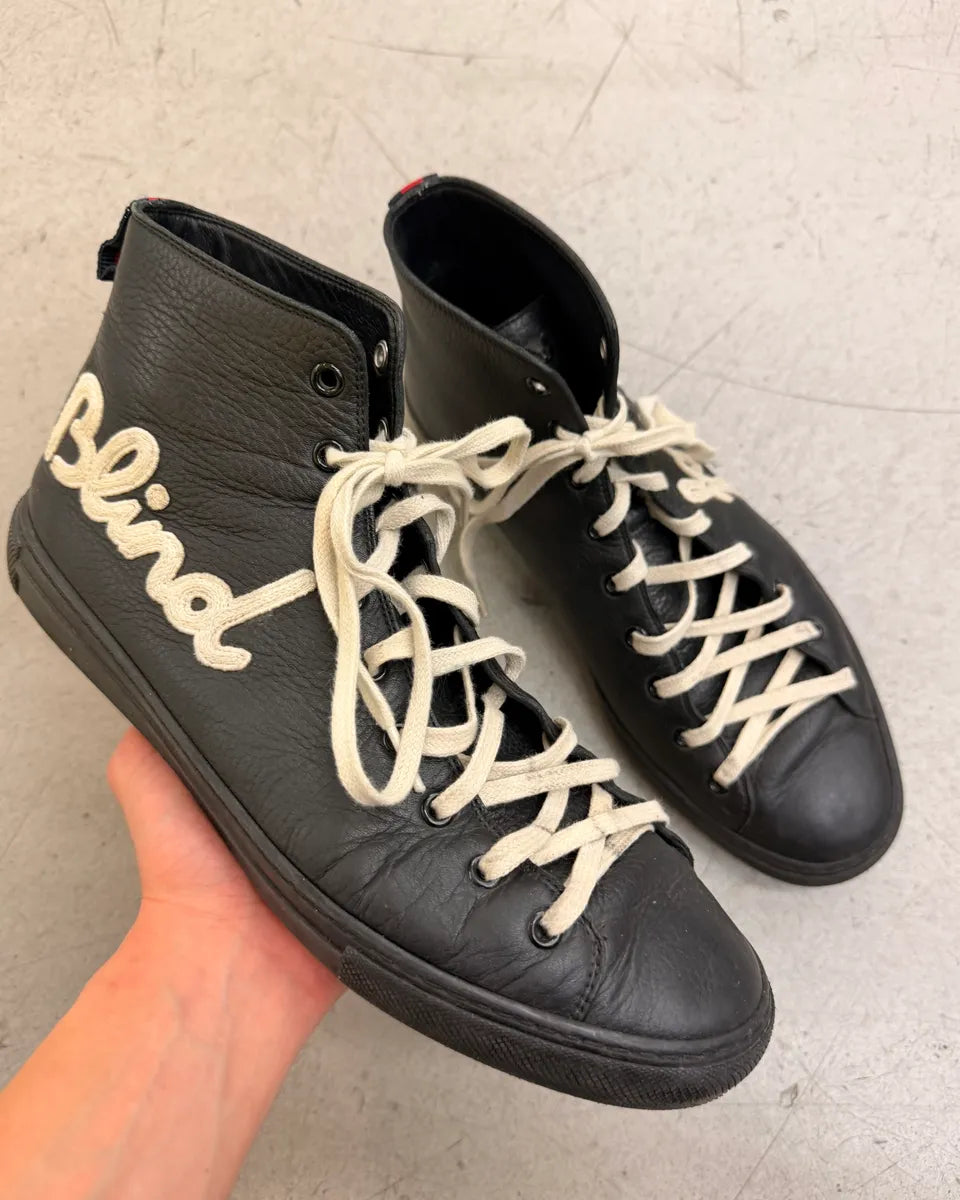 Gucci Black Leather Blind for Love High Sneakers hzUlYsB 0