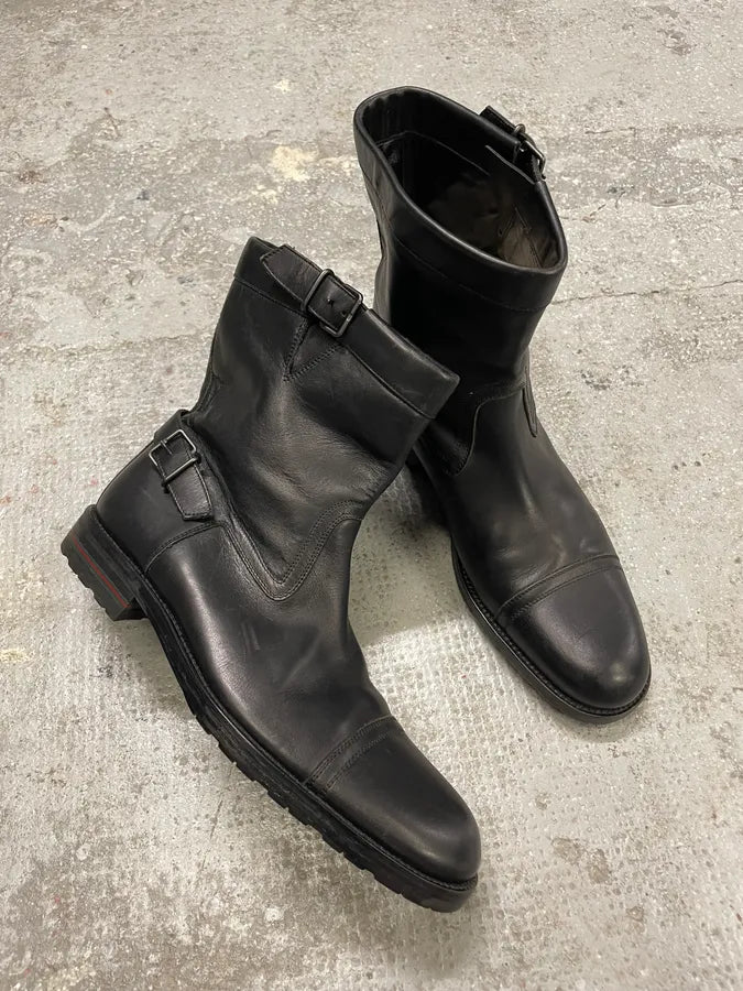 Gucci Straps Black Leather Boots giYNVIV 1