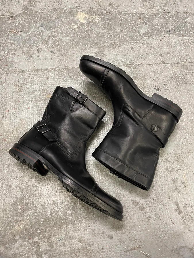 Gucci Straps Black Leather Boots giYNVIV 2