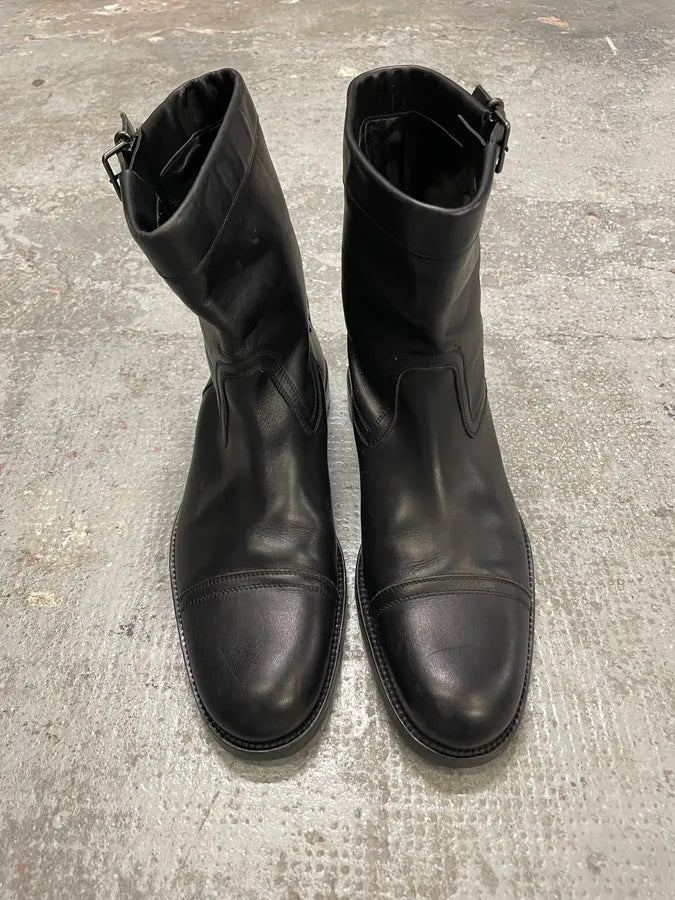 Gucci Straps Black Leather Boots giYNVIV 3