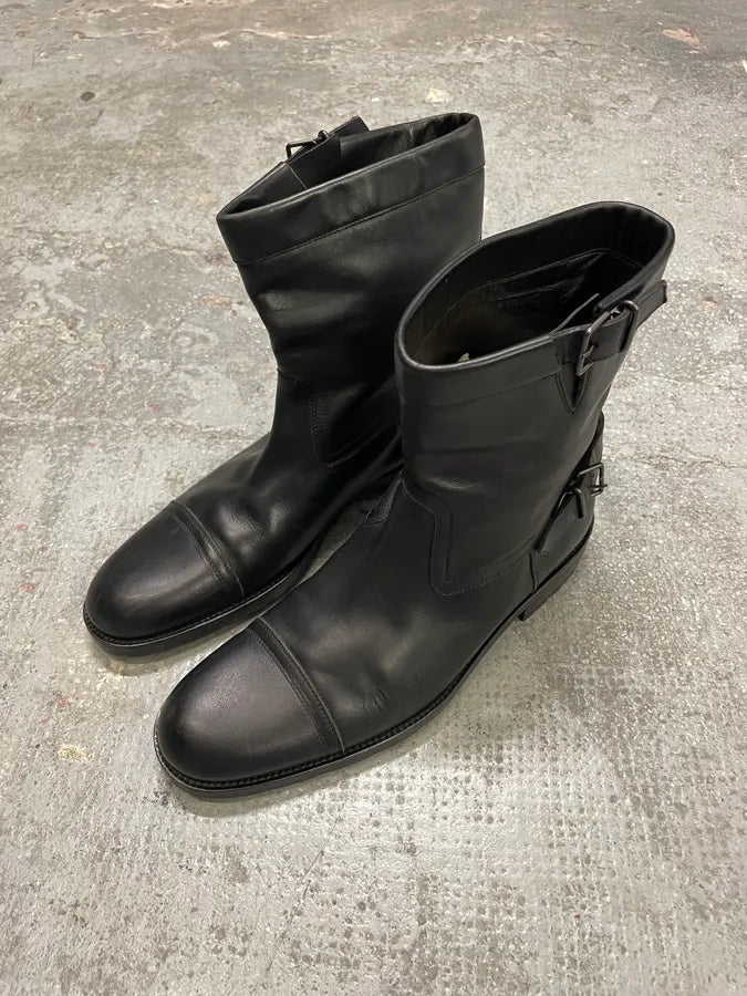 Gucci Straps Black Leather Boots giYNVIV 4