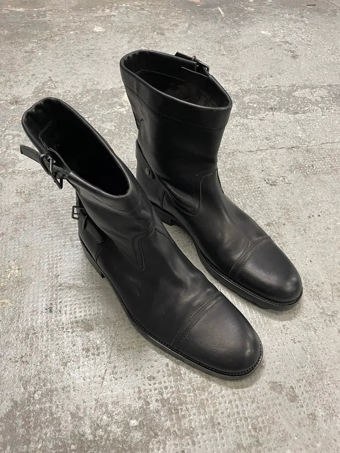 Gucci Straps Black Leather Boots giYNVIV 5