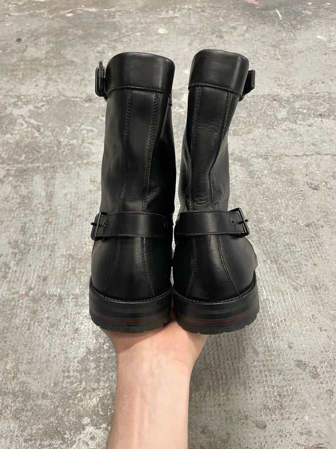 Gucci Straps Black Leather Boots giYNVIV 7