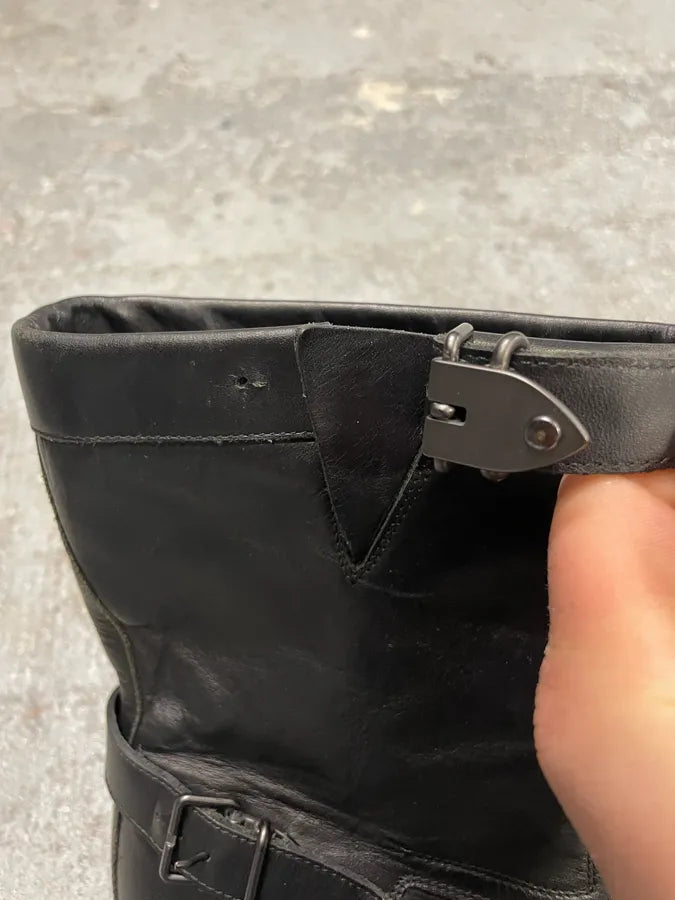 Gucci Straps Black Leather Boots giYNVIV 8