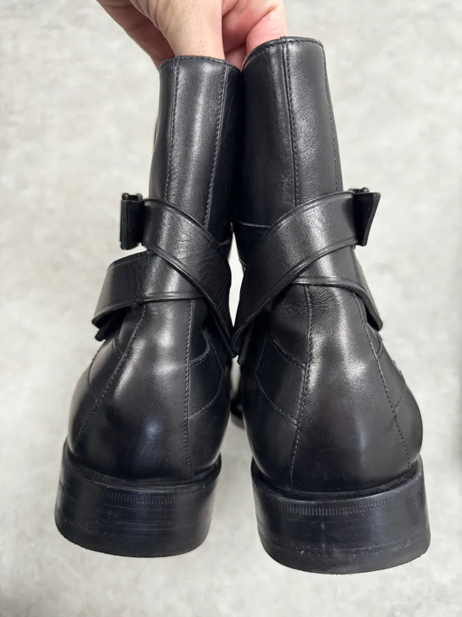 Gucci Black Buckle Leather Boots YabEeub 5