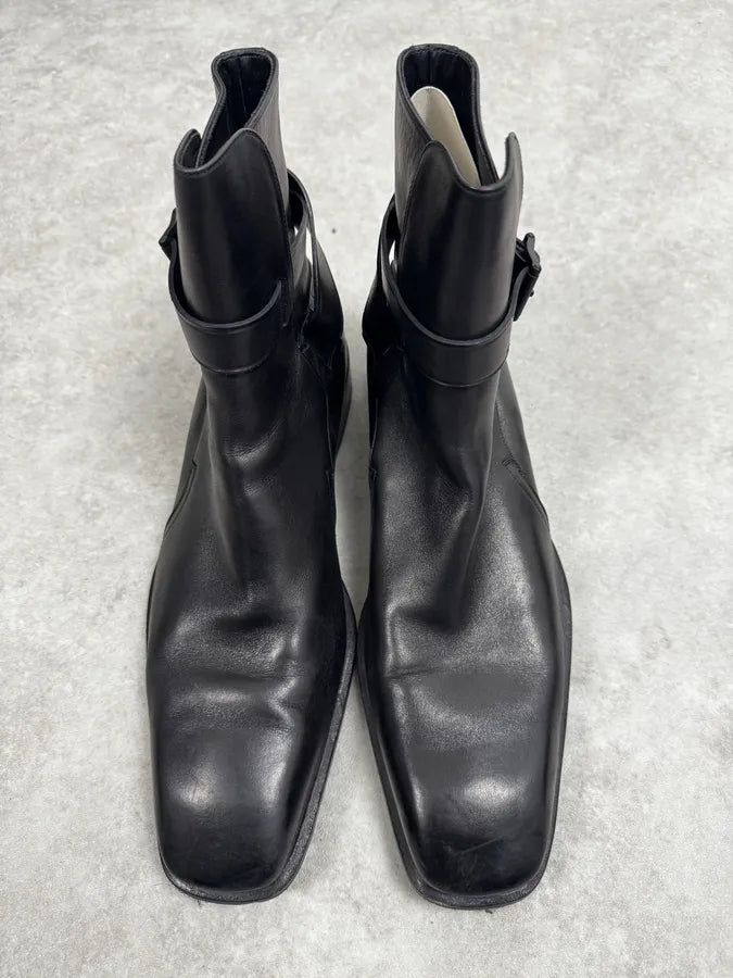 Gucci Black Buckle Leather Boots YabEeub 3