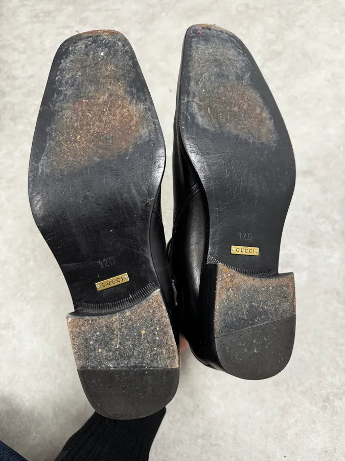 Gucci Black Buckle Leather Boots YabEeub 6