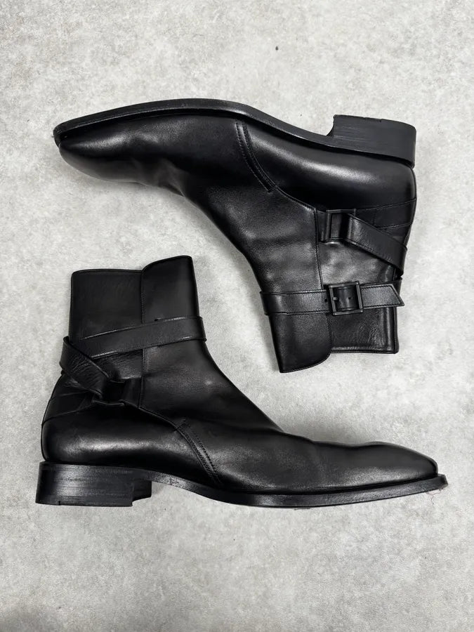 Gucci Black Buckle Leather Boots YabEeub 2