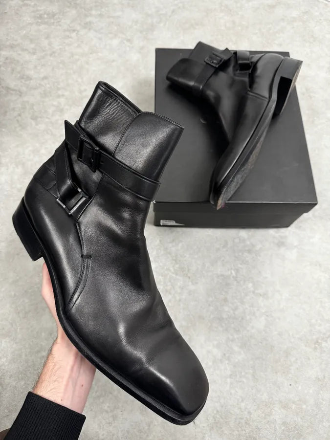 Gucci Black Buckle Leather Boots YabEeub 0