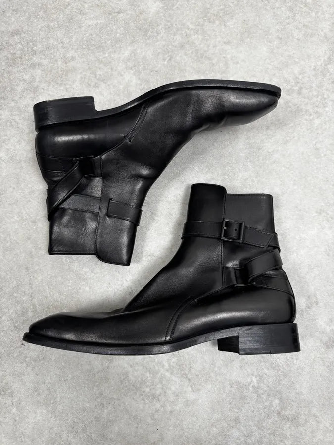Gucci Black Buckle Leather Boots YabEeub 1