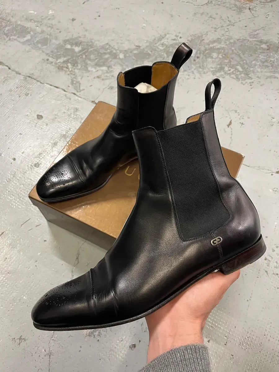 Gucci Black Leather Chelsea Boots LgyCTkA 0