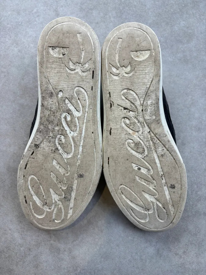 Gucci Black Leather GG Monogram Slip-On Sneakers GupzoeL 6