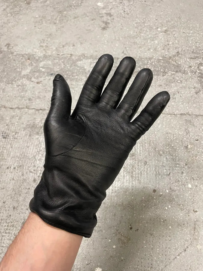 Gucci Black Leather Gloves (XXL) 3