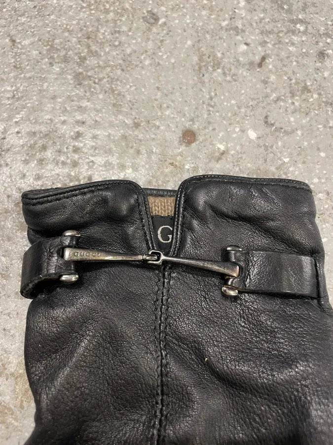 Gucci Black Leather Gloves RQfpLhO 6