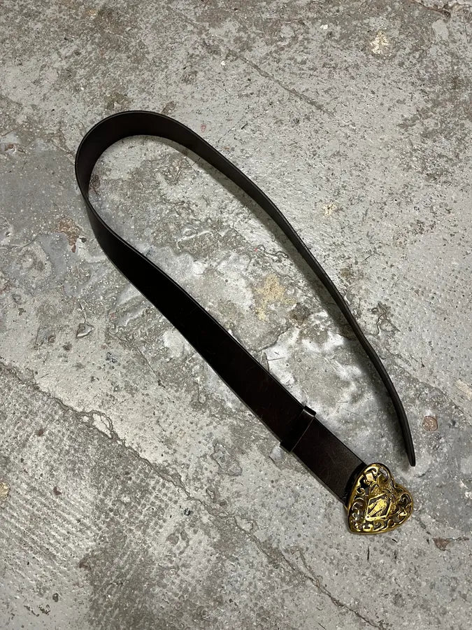 Gucci Black Leather Gold Human Heart Buckle Belt ZqpDtot 2