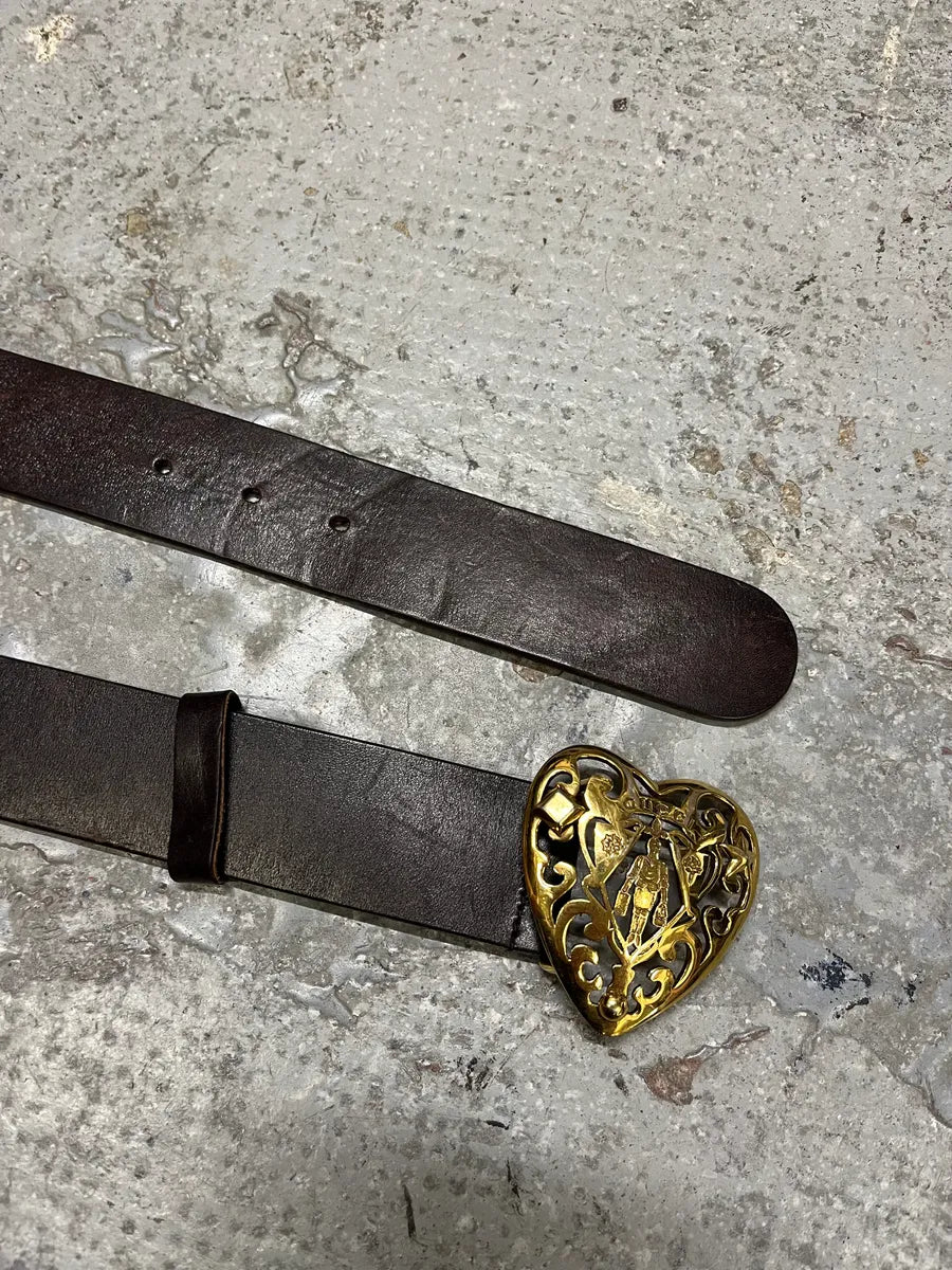 Gucci Black Leather Gold Human Heart Buckle Belt ZqpDtot 3