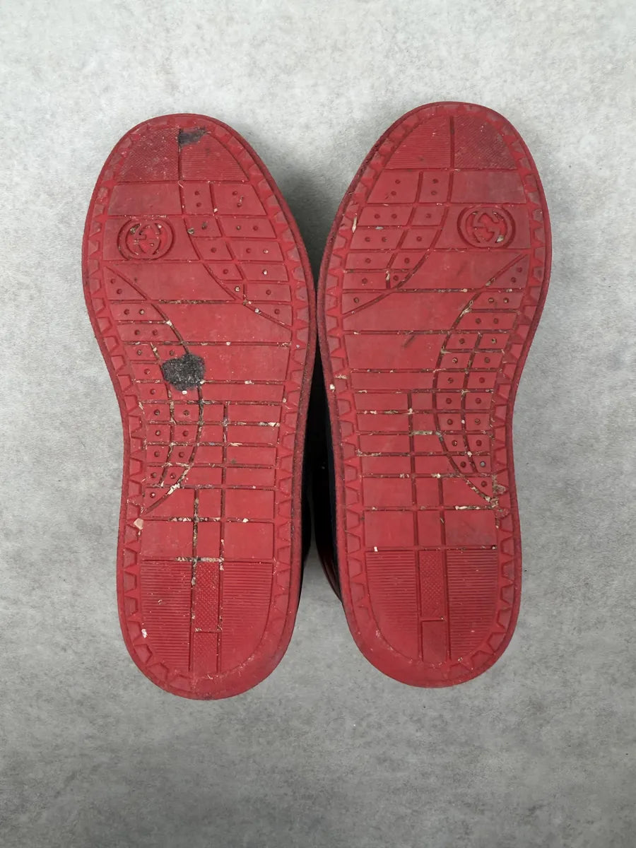 Gucci Black Leather High Red Contrast Stripe Sneakers sUJbfop 6