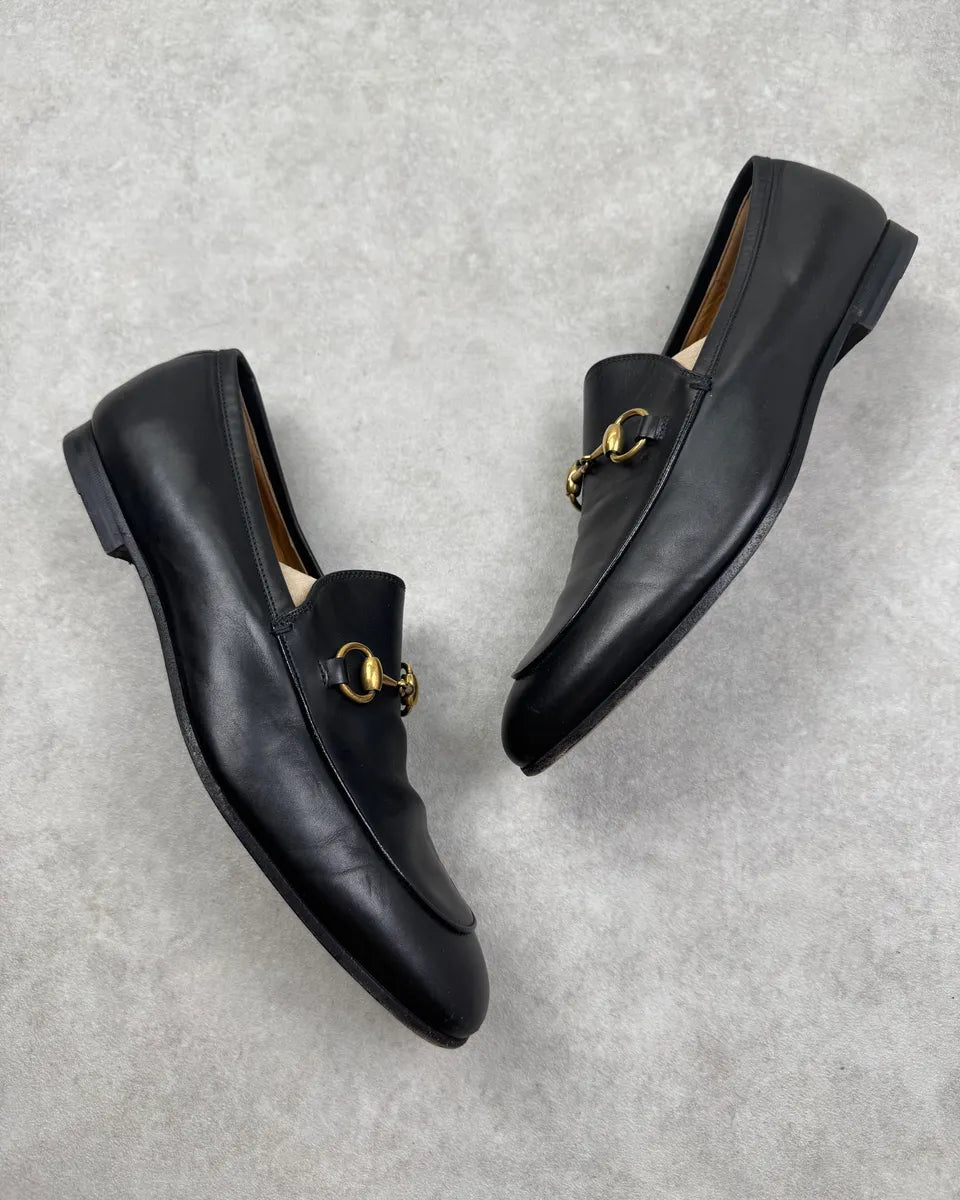 Gucci Black Leather Horsebit Jordaan Loafers PcHiSnV 1