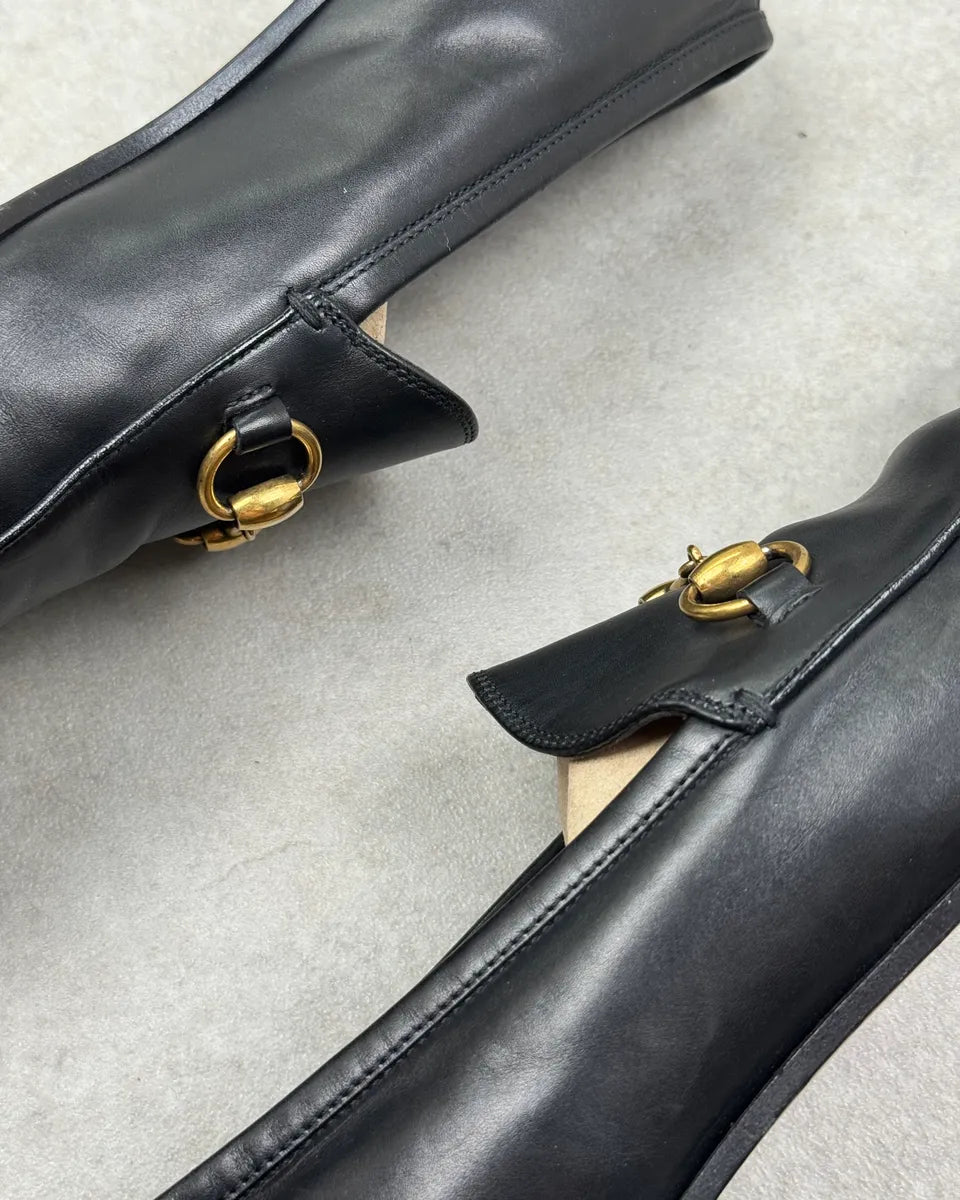 Gucci Black Leather Horsebit Jordaan Loafers PcHiSnV 4
