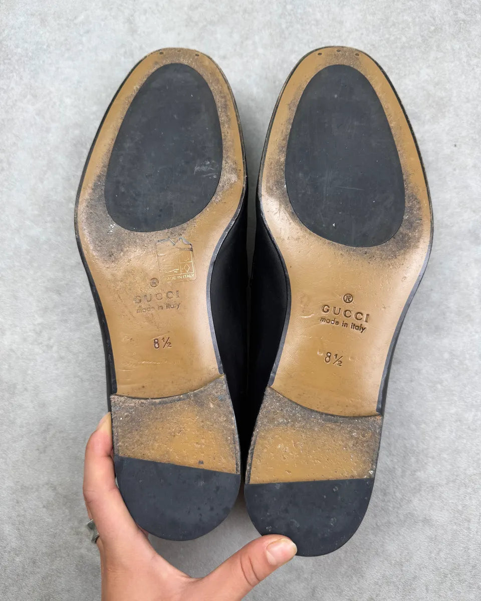Gucci Black Leather Horsebit Jordaan Loafers PcHiSnV 9