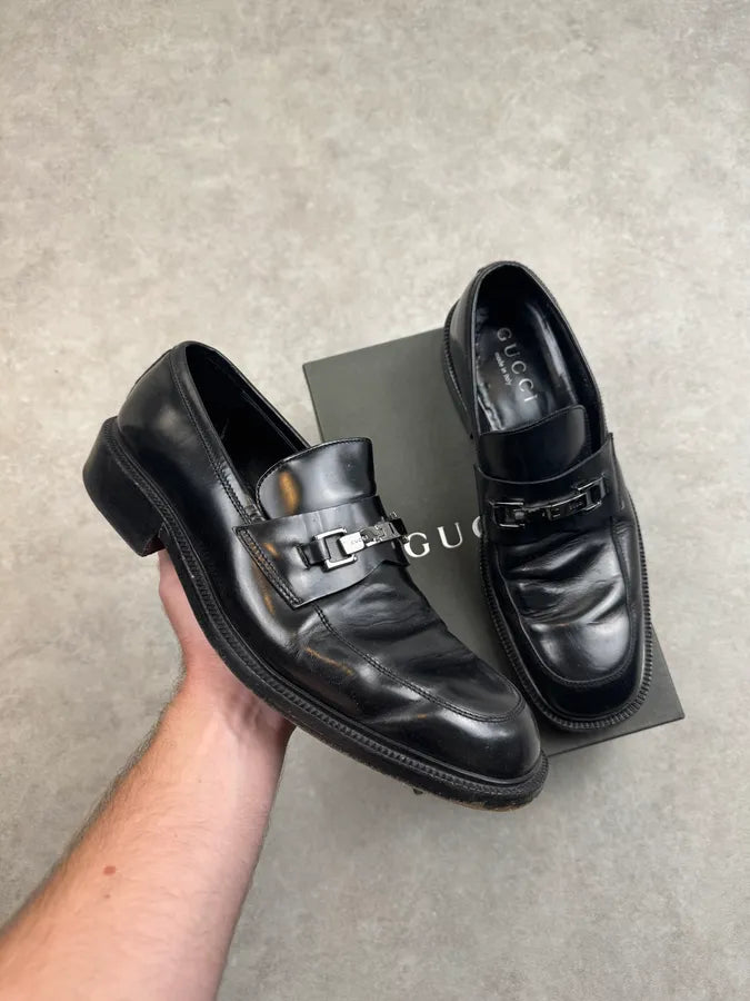 2000s Gucci Black Leather Horsebit Loafer Shoes by Tom Ford GFzWZrE 0