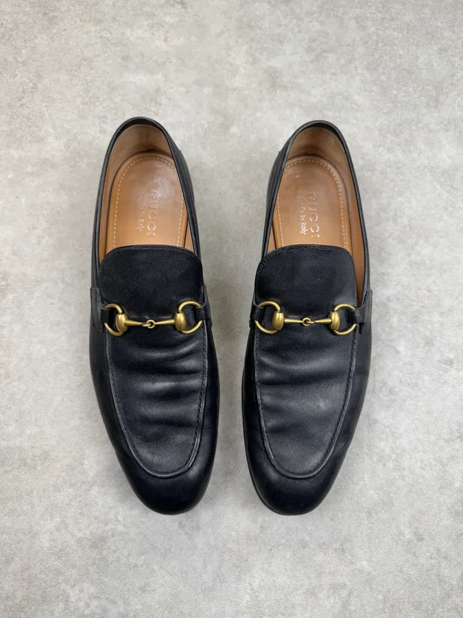 Gucci Black Leather Horsebit Jordaan Loafer Shoes zXrgEtp 4